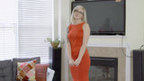 RED DRESS SHOULDER TEASE